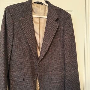 Bill Blass Brown Checkered Blazer 100% camel hair classic old money